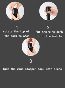 1 pieza Tapón de vino mini - Negro - Ver 3