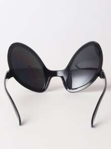 1 件男女通用黑框镜面外星人时尚眼镜，猫眼形，非常适合生日派对和舞会，时尚眼镜