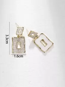 Cubic Zirconia Decor Mismatched Drop Earrings - Yellow Gold - View 4