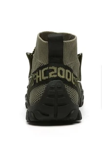 Men Lace-up Front Hiking Shoes - Army Green - View 5