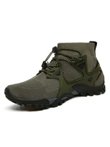 Men Lace-up Front Hiking Shoes - Army Green - View 1
