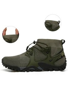 Men Lace-up Front Hiking Shoes - Army Green - View 7