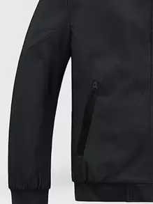 Manfinity Homme Men Solid Zip Pocket Bomber Jacket - Black - View 3