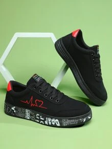 Men's New Comfortable Wear-Resistant Simple Casual Skateboarding Shoes, Outdoor, Multi-Color, Round Toe, Low-Cut, With Lace