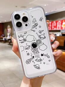 Cartoon Astronaut Clear Phone Case - Multicolor - View 2
