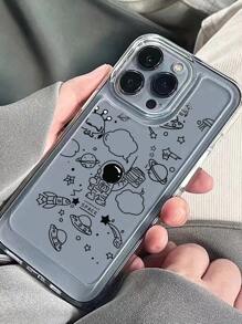 Cartoon Astronaut Clear Phone Case - Multicolor - View 4
