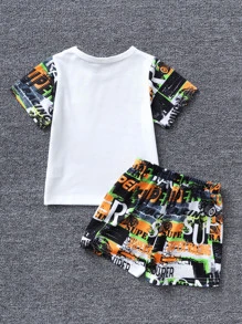 Baby Boy Letter Graphic Tee & Shorts - White - View 2