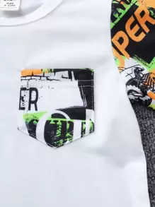 Baby Boy Letter Graphic Tee & Shorts - White - View 4