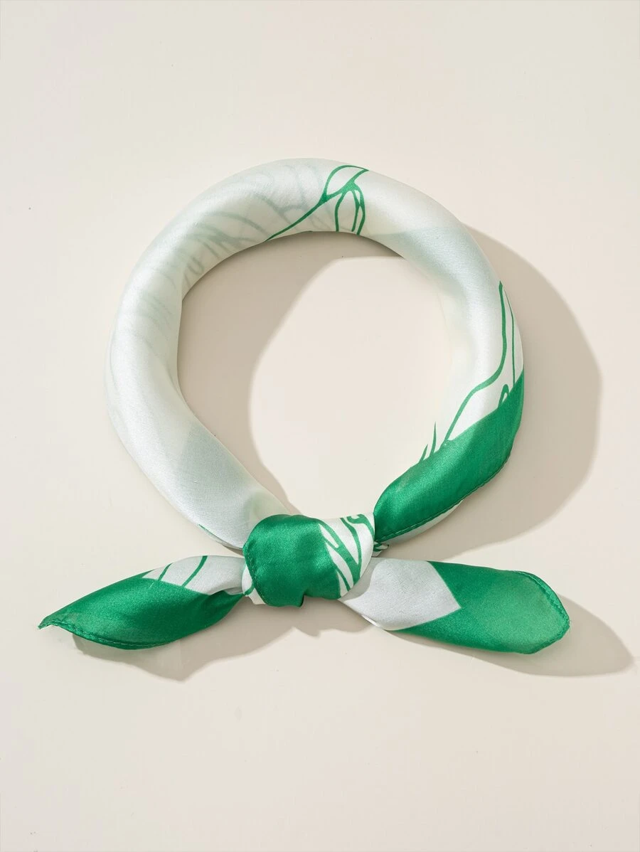 女士绿色真丝围巾