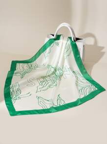 女士绿色真丝围巾