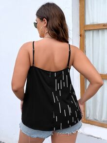 Celure Top de tirantes con estampado de rayas - Negro - Ver 2