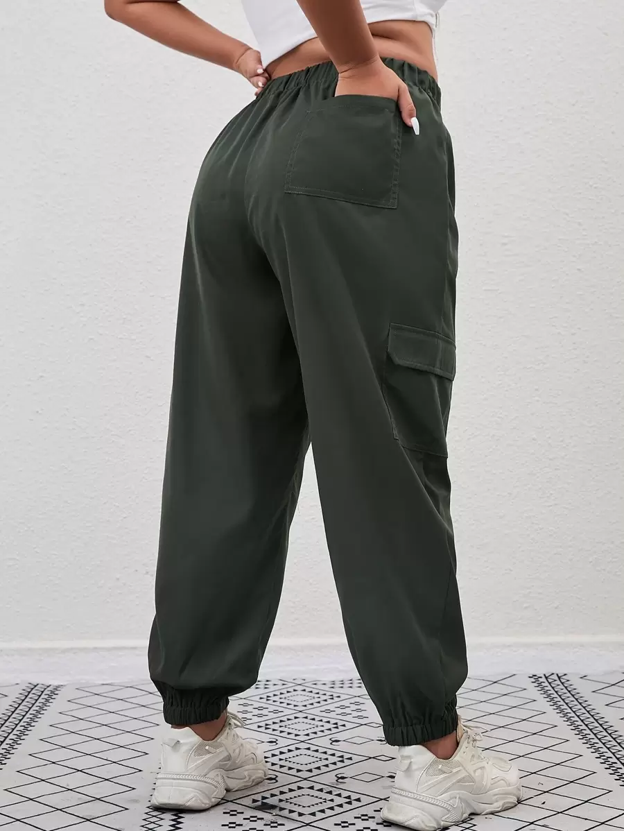 Mulvari Plus Pocket Detail Tapered Pants - Army Green - View 1