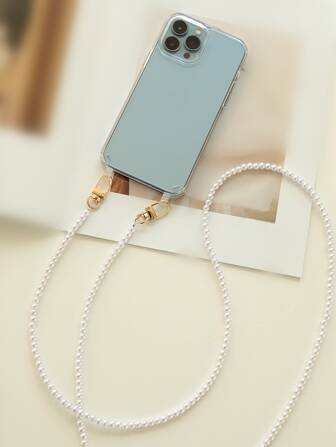 Crossbody Phone Case Clear Phone Case With Faux Pearl Lanyard Compatible With IPhone 11,IPhone 13,IPhone 14 Pro Max