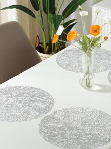 1pc Hollow Out Round Placemat - Silver - View 1