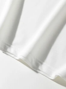 Manfinity Homme Hombres Camiseta con estampado de dibujos animados y letra - Blanco - Ver 3