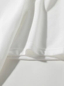 Manfinity Homme Hombres Camiseta con estampado de dibujos animados y letra - Blanco - Ver 4