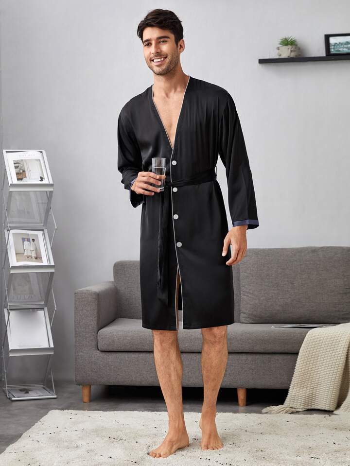 Black Silk Robe Men
