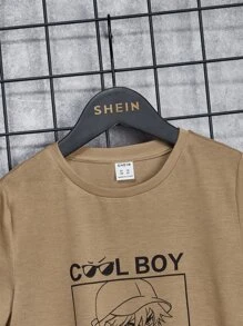 SHEIN 少年男孩日文字母和卡通圖形t卹和短褲 - 彩色 - 查看 3