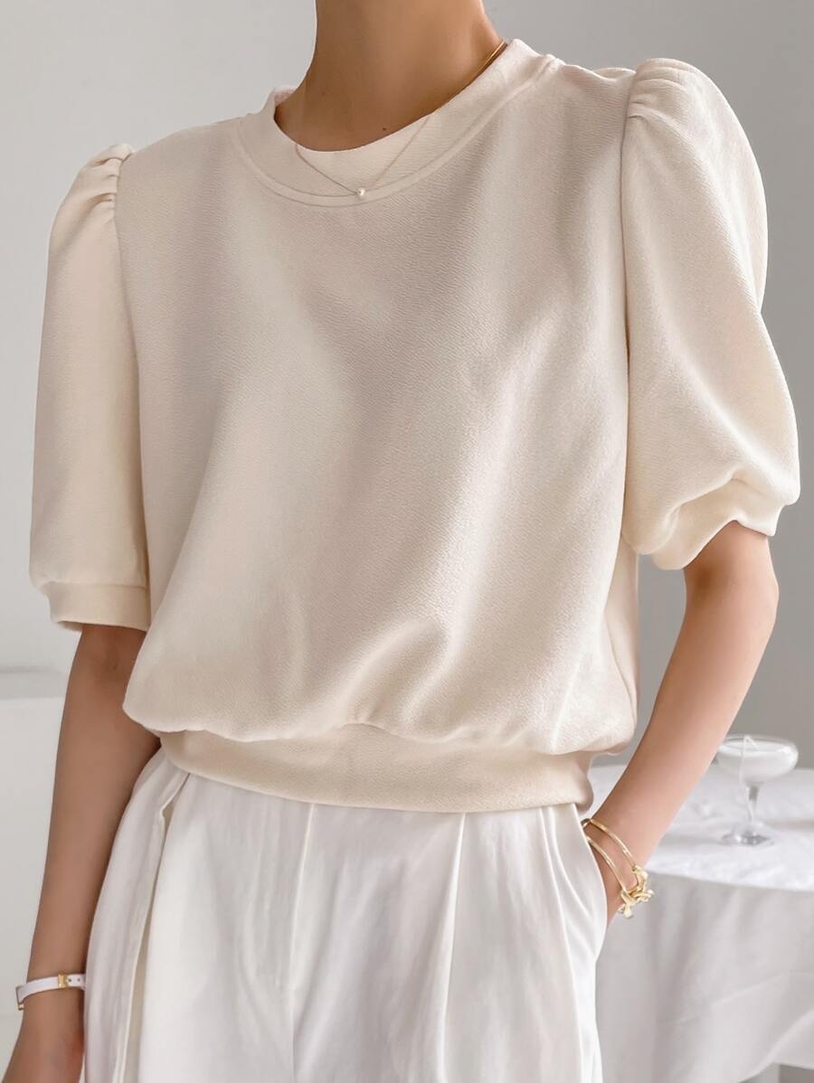 DAZY Blusa Sólida De Manga Abullonada