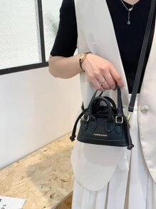 Mini Letter Graphic Drawstring Design Dome Bag