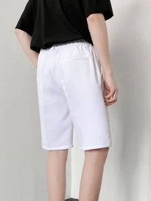 Men Seam Front Bermuda Shorts - White - View 2
