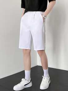 Men Seam Front Bermuda Shorts - White - View 4