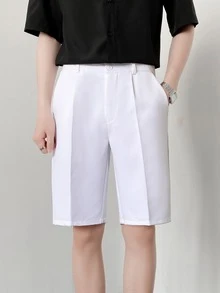 Men Seam Front Bermuda Shorts - White - View 7