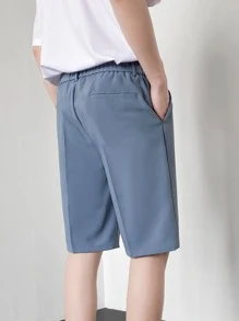 Men Seam Front Bermuda Shorts - Dusty Blue - View 2