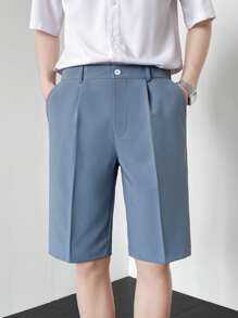 Men Seam Front Bermuda Shorts - Dusty Blue - View 3