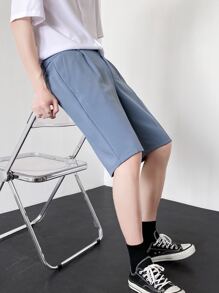 Men Seam Front Bermuda Shorts - Dusty Blue - View 4