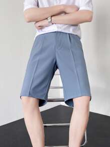 Men Seam Front Bermuda Shorts - Dusty Blue - View 5
