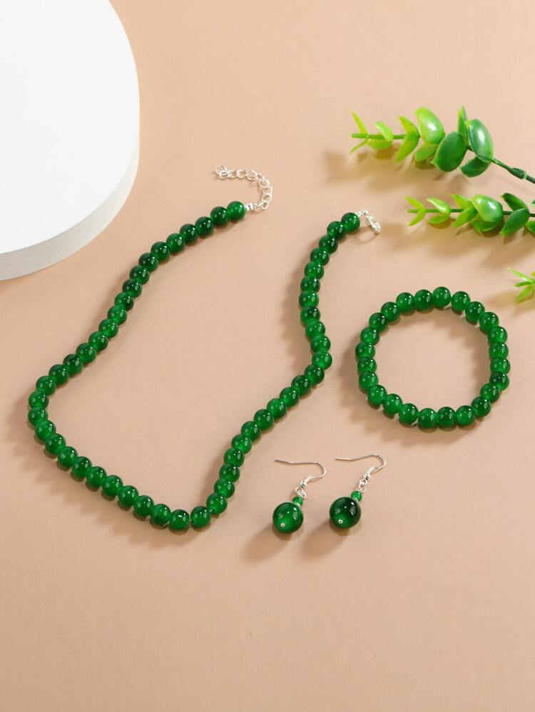 4pcs Bead Decor Jewelry Set