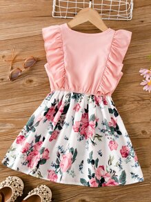 SHEIN Đầm bé gái Nơ Bướm Xù Hoa Boho - Nhiều màu - Xem 2