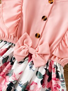 SHEIN Đầm bé gái Nơ Bướm Xù Hoa Boho - Nhiều màu - Xem 6