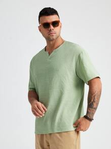 Manfinity VCAY Men Plus Notched Neckline Shirt - Mint Green - View 3