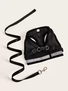 1 Juego Malla Para Mascotas, Que Incluye 1 Correa Y 1 Arnés - Negro - Ver 4