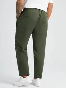 EASEVO Hombres Pantalones cónicos de cintura con cordón - Verde militar - Ver 2