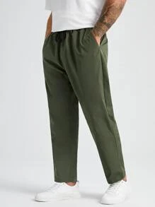 EASEVO Hombres Pantalones cónicos de cintura con cordón - Verde militar - Ver 3
