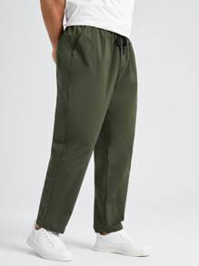 EASEVO Hombres Pantalones cónicos de cintura con cordón - Verde militar - Ver 5