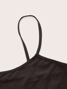 SHEIN ICON Asymmetrical Neck Cut Out Top - Chocolate Brown - View 4