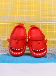 Girls Shark Design Vent Clogs - Red - View 1