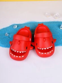 Girls Shark Design Vent Clogs - Red - View 2