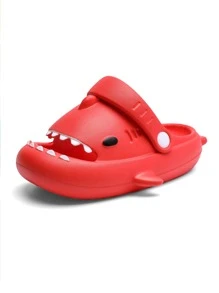 Girls Shark Design Vent Clogs - Red - View 3