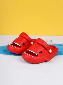 Girls Shark Design Vent Clogs - Red - View 4