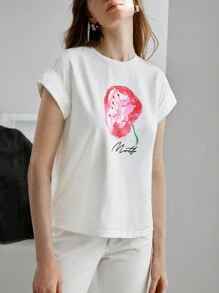 MOTF PREMIUM PRINTED BATWING SLEEVE T-SHIRT - White - View 6