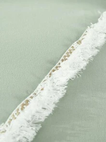 Tassel Decor Duvet Cover Set Without Filler - Green - View 2