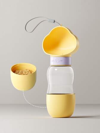 件裝黃色雲形寵物旅行水和食品瓶，便攜式寵物水杯，適合戶外活動