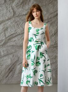 MOTF PREMIUM 100% LINEN PLANTS Ring DETAIL DRESS