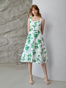 MOTF PREMIUM 100% LINEN PLANTS Ring DETAIL DRESS