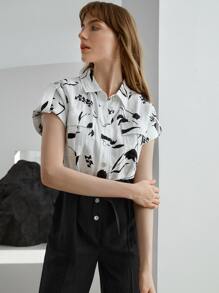 MOTF PREMIUM LINEN FLORAL BELTED JUMPSUIT - Black and White - View 8